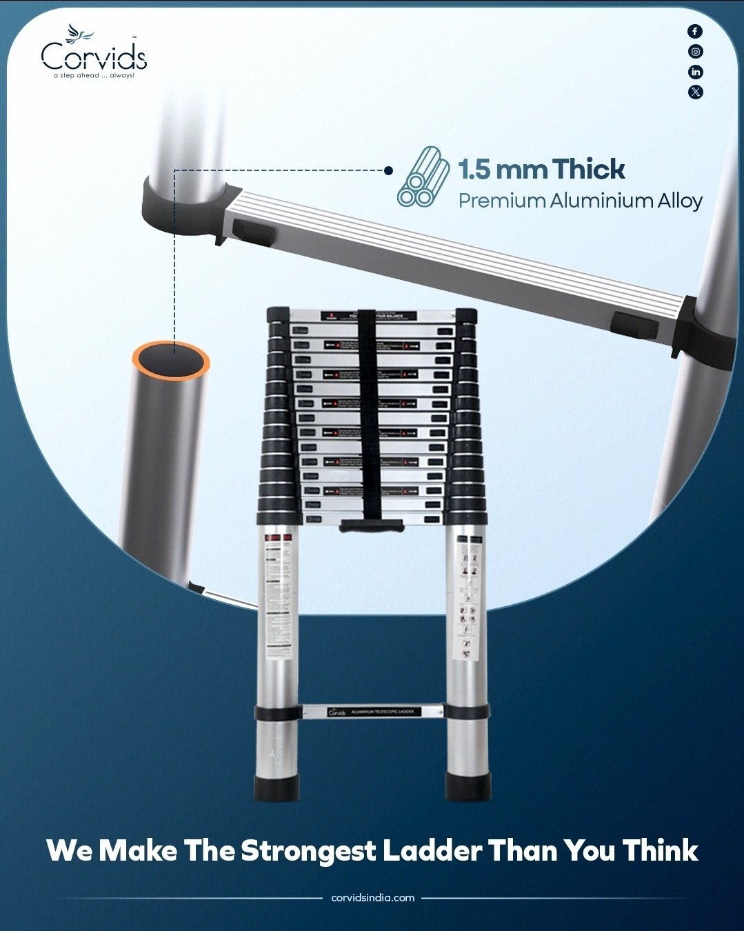 Aluminium Telescopic Adjustable Ladder 